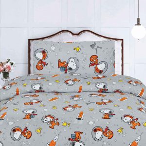 Snoopy Space Glowing Kids Gray Bed Sheet Fairo Pk
