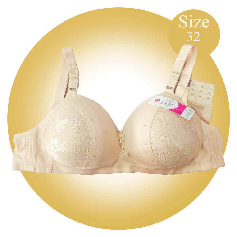 Light Skin Doted Fabric Double Cup Bra Size 34 - 1 Pcs