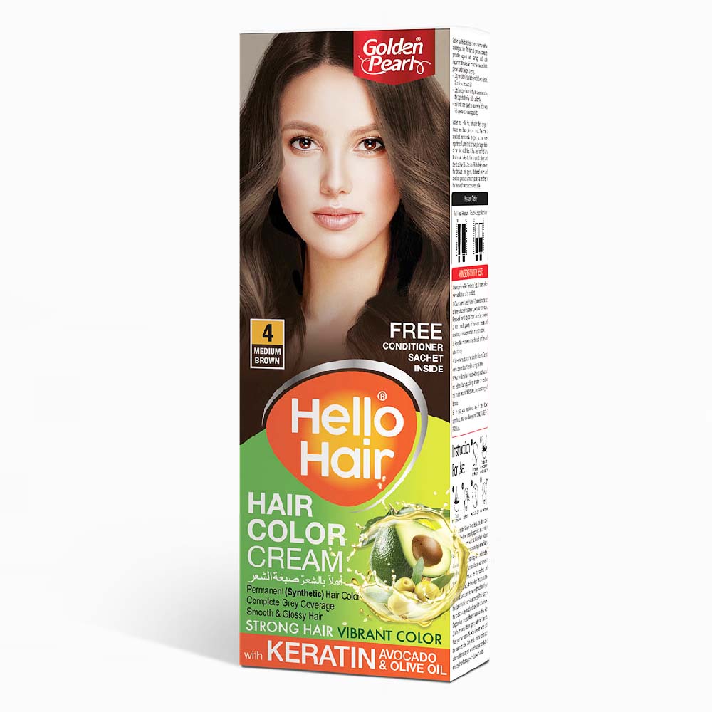 Hello Hair Color Cream Medium Brown No 4